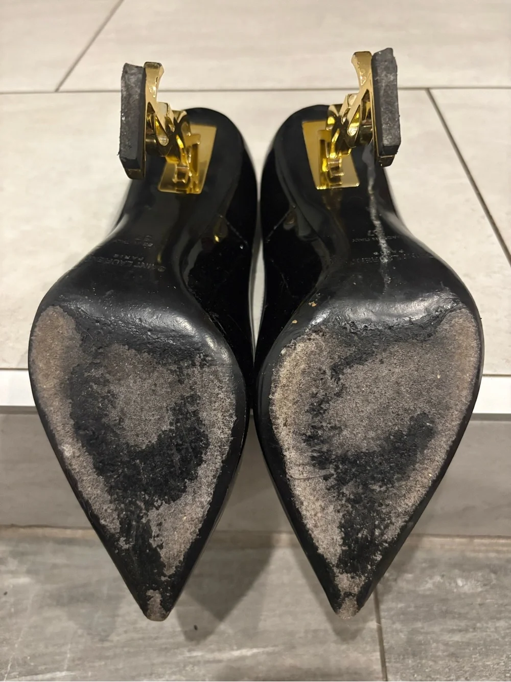 Saint Laurent Black Patent Pointed-Toe Stiletto Pumps